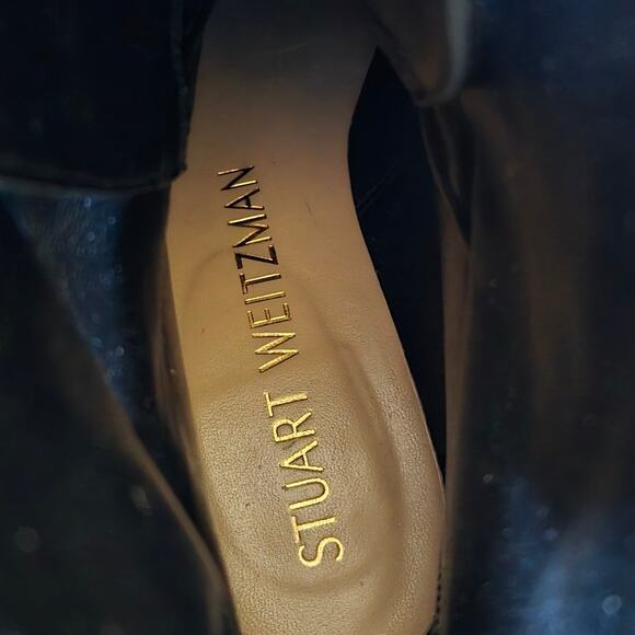 Stuart Weitzman Black Crystal Sondra Shine Smooth Calf Leather Bootie Size 7.5 - Picture 9 of 12